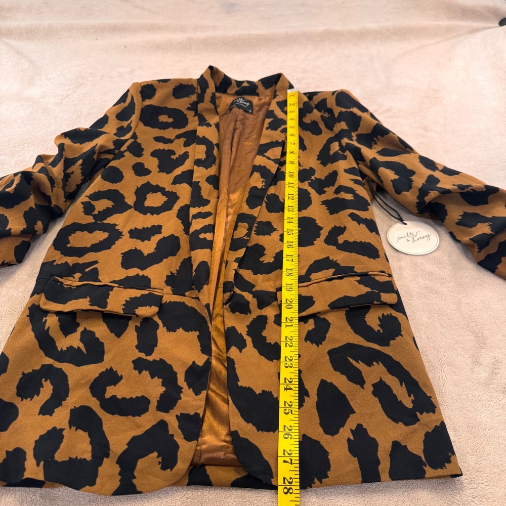 Milk & Honey Leopard Print Blazer Mob Wife Chic Edgy Luxe Party Indie Retro Sz S - Picture 7 of 11